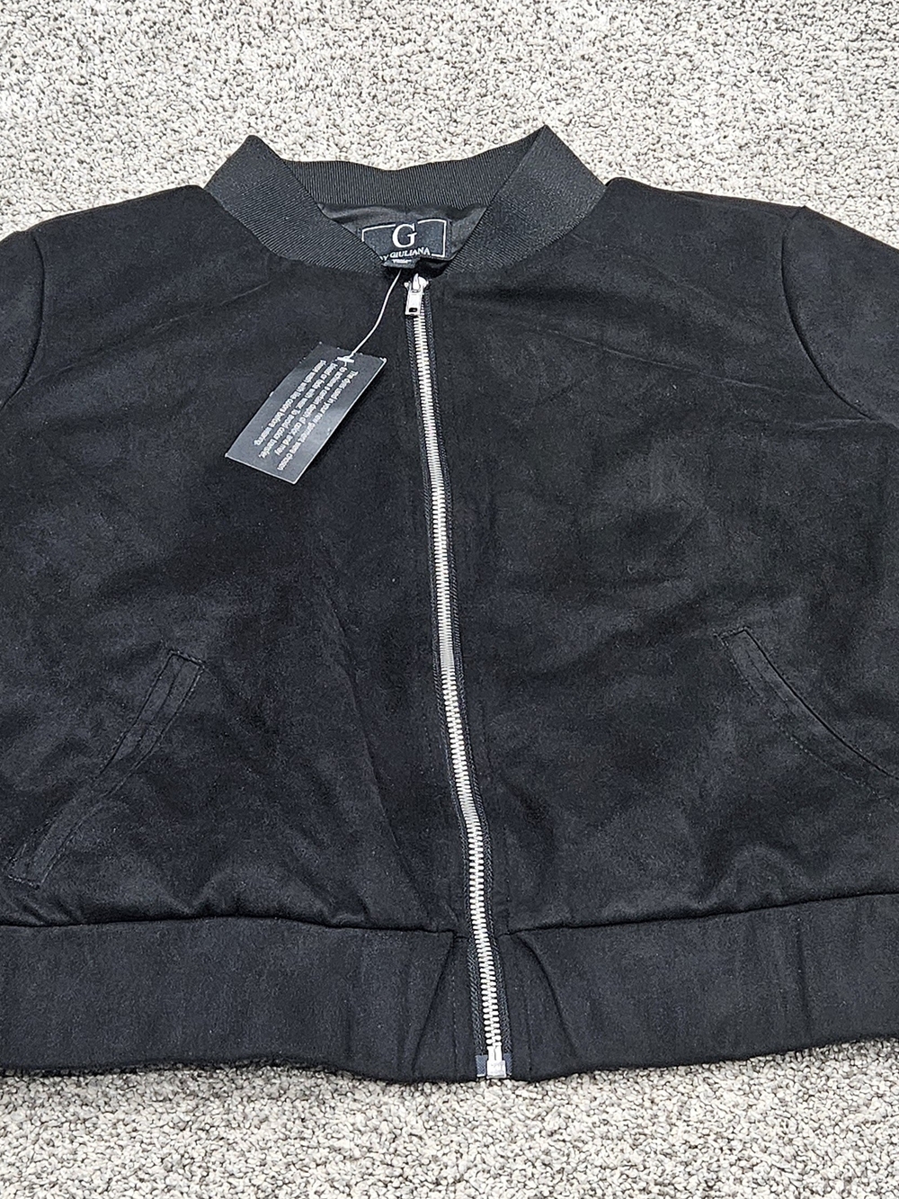 G by Giuliana Black Jacket Front Zip Coat NWT
